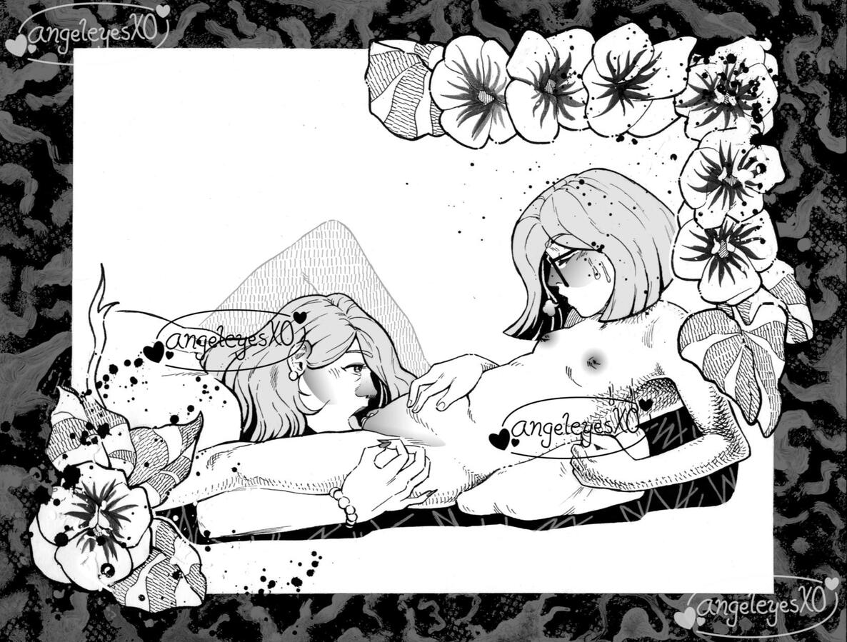 Traditional B&W illustration of Harriet M. Welsh—from the Harriet the Spy franchise—and her mother bonding.