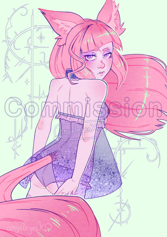 Digital commission of buyer's OC, Victoria, with a purple nightie